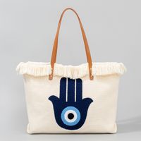 Women's Large Canvas Devil's Eye Hand Of Fatima Vacation Classic Style Magnetic Buckle Canvas Bag sku image 3
