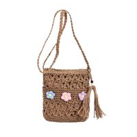 Women's Medium Straw Flower Vacation Beach Tassel Weave Hollow Zipper Straw Bag main image 7