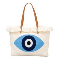 Women's Large Canvas Devil's Eye Hand Of Fatima Vacation Classic Style Magnetic Buckle Canvas Bag main image 4