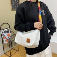 Women's Small Canvas Color Block Solid Color Streetwear Zipper Shoulder Bag main image 3