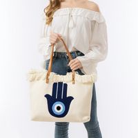Women's Large Canvas Devil's Eye Hand Of Fatima Vacation Classic Style Magnetic Buckle Canvas Bag main image 2