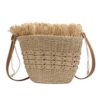 Women's Medium Straw Solid Color Vacation Beach Weave String Straw Bag main image 6