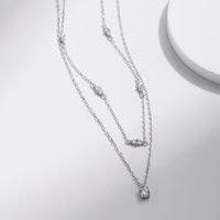 Sterling Silver Silver Plated Elegant Sweet Plating Inlay Round Moissanite Layered Necklaces main image 1