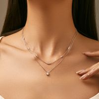 Sterling Silver Silver Plated Elegant Sweet Plating Inlay Round Moissanite Layered Necklaces main image 3