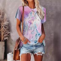 Women's T-shirt Short Sleeve T-Shirts Vacation Star Feather main image 6