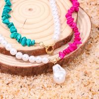 Wholesale Jewelry IG Style Fairy Style Lady Geometric Imitation Pearl Plastic Resin Beaded Pendant Necklace sku image 1