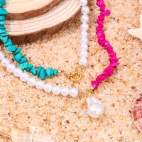 Wholesale Jewelry IG Style Fairy Style Lady Geometric Imitation Pearl Plastic Resin Beaded Pendant Necklace main image 5