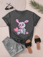 Women's T-shirt Short Sleeve T-Shirts Round Casual Rabbit main image 5