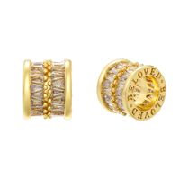 1 Piece Copper Zircon 18K Gold Plated Solid Color Beads Jewelry Buckle sku image 1