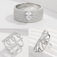 Sterling Silber Weißgold Plattiert Elegant Einfacher Stil Inlay Blätter Zirkon Ringe main image 1