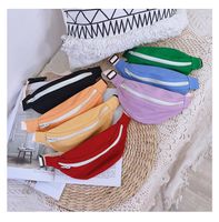 Kid'S Small Canvas Solid Color Basic Square Zipper Fanny Pack main image 7