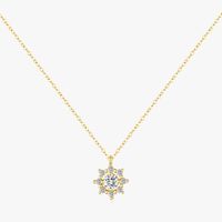 Sterling Silver 14K Gold Plated Elegant Simple Style Plating Inlay Snowflake Moissanite Pendant Necklace main image 7