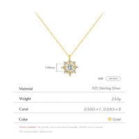 Sterling Silver 14K Gold Plated Elegant Simple Style Plating Inlay Snowflake Moissanite Pendant Necklace main image 4