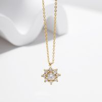 Sterling Silver 14K Gold Plated Elegant Simple Style Plating Inlay Snowflake Moissanite Pendant Necklace main image 6