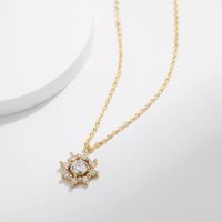 Sterling Silver 14K Gold Plated Elegant Simple Style Plating Inlay Snowflake Moissanite Pendant Necklace main image 1