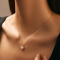 Sterling Silver 14K Gold Plated Elegant Simple Style Plating Inlay Snowflake Moissanite Pendant Necklace main image 3