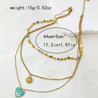 304 Stainless Steel Gold Plated Casual Vacation Korean Style Layered Devil's Eye Heart Shape Eye Pendant Necklace main image 3