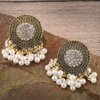 1 Pair Vintage Style Color Block Inlay Alloy Plastic Rhinestones Drop Earrings sku image 3