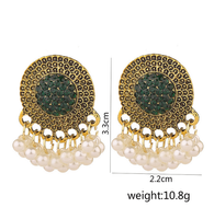 1 Pair Vintage Style Color Block Inlay Alloy Plastic Rhinestones Drop Earrings main image 4