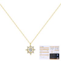 Sterling Silver 14K Gold Plated Elegant Simple Style Plating Inlay Snowflake Moissanite Pendant Necklace sku image 1