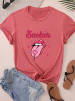 Women's T-shirt Short Sleeve T-Shirts Round Casual Letter main image 3