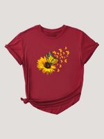 Femmes T-Shirt Manche Courte T-shirts Rond Décontractée Tournesol main image 2