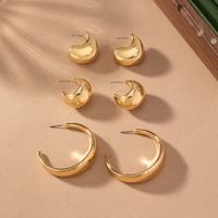 6 Pieces Simple Style Commute Solid Color Plating Chunky Arylic 14K Gold Plated Ear Studs main image 3