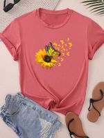 Women's T-shirt Short Sleeve T-Shirts Round Casual Sunflower main image 3