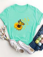 Women's T-shirt Short Sleeve T-Shirts Round Casual Sunflower main image 4