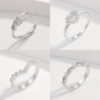 Sterling Silver White Gold Plated Elegant Romantic Plating Inlay Heart Shape Zircon Rings main image 1