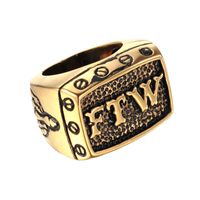 Retro Solid Color 304 Stainless Steel None 18K Gold Plated Men's Rings sku image 8