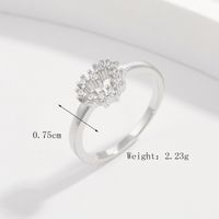 Sterling Silver White Gold Plated Elegant Romantic Plating Inlay Heart Shape Zircon Rings sku image 4