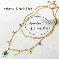 304 Stainless Steel Gold Plated Casual Hawaiian Beach Inlay Sun Leaves Eye Turquoise Pendant Necklace main image 4