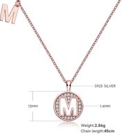 Sterling Silver Simple Style Inlay Letter Moissanite Pendant Necklace sku image 13