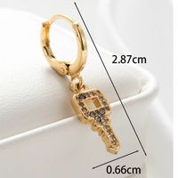1 Piece Casual Simple Style Heart Shape Bow Knot Key Plating Inlay Copper Zircon Ear Studs main image 3