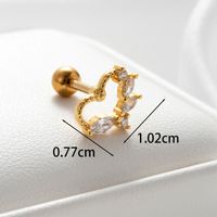 1 Piece Casual Simple Style Heart Shape Bow Knot Key Plating Inlay Copper Zircon Ear Studs main image 4