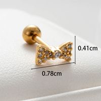 1 Piece Casual Simple Style Heart Shape Bow Knot Key Plating Inlay Copper Zircon Ear Studs main image 2