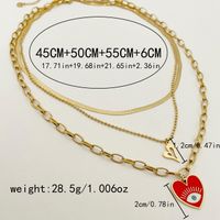304 Stainless Steel Gold Plated Casual Vacation Korean Style Layered Devil's Eye Heart Shape Eye Pendant Necklace main image 2