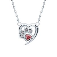 Sterling Silver White Gold Plated Simple Style Classic Style Inlay Heart Shape Zircon Pendant Necklace sku image 1