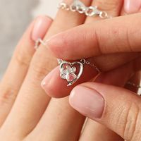 Sterling Silver White Gold Plated Simple Style Classic Style Inlay Heart Shape Zircon Pendant Necklace main image 1