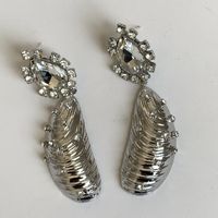 1 Pair Retro Exaggerated Vacation Shell Plating Inlay Alloy Artificial Rhinestones Silver Plated Drop Earrings main image 7