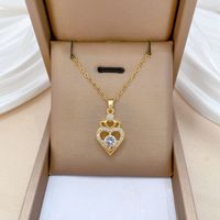 Wholesale Elegant Luxurious Heart Shape Crown Titanium Steel Copper Hollow Out Inlay Zircon Pendant Necklace main image 1