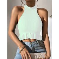 Women's Vest Tank Tops Ruffles Sexy Solid Color main image 2