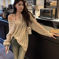 Women's Blouse Long Sleeve Sweaters & Cardigans Hollow Out Streetwear Solid Color main image 5
