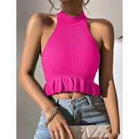Women's Vest Tank Tops Ruffles Sexy Solid Color main image 5