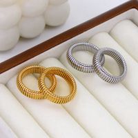 304 Stainless Steel 18K Gold Plated Vintage Style Geometric Rings main image video