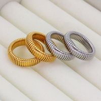 304 Stainless Steel 18K Gold Plated Vintage Style Geometric Rings main image 8