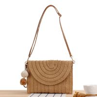 Women's Small All Seasons Straw Solid Color Vacation Square Magnetic Buckle Straw Bag sku image 2