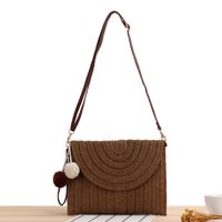 Women's Small All Seasons Straw Solid Color Vacation Square Magnetic Buckle Straw Bag sku image 3