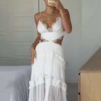 Women's Strap Dress Sexy Strap Sleeveless Solid Color Maxi Long Dress Holiday Daily Date main image 3
